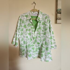 D. And Co Floral Top And Tank Top Medoum Green White